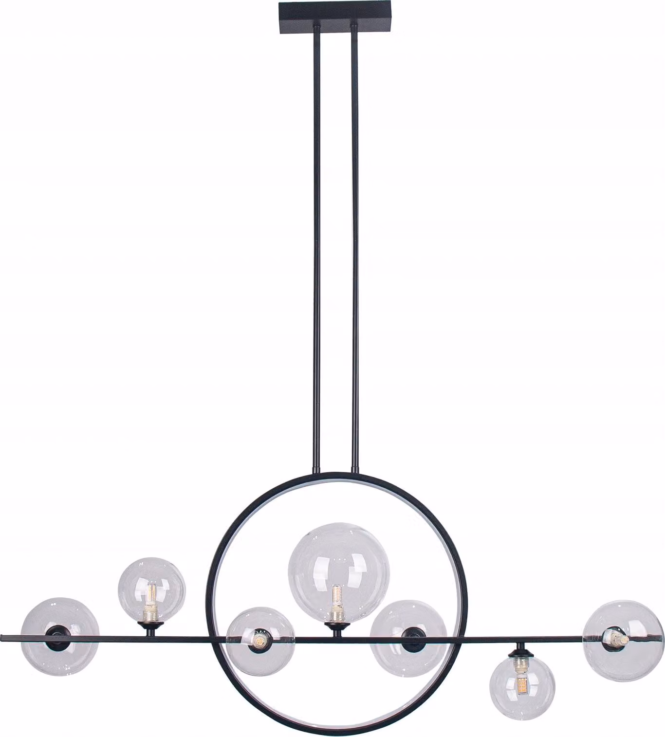 Lampada da soffitto Lampada a sospensione Lampadario per soggiorno Sala da pranzo Nero 7 sfere di vetro