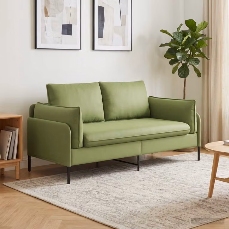 Divano a 2 posti vidaXL in velluto verde, design moderno e lineare per il tuo soggiorno, L: 188 cm, P: 81 cm, H: 89 cm