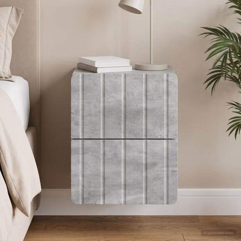 vidaXL Mobiletto da notte sospeso moderno Grigio Cemento L: 33 cm, P: 34,5 cm, H: 43 cm