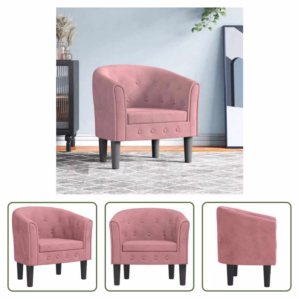 The Living Store Sedia da club in velluto rosa