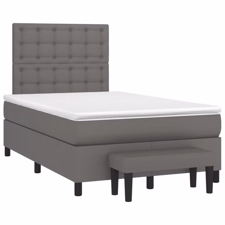 vidaXL Giroletto a Molle con Materasso in Similpelle Grigio e Bianco, L/P/H: 120 x 200 cm