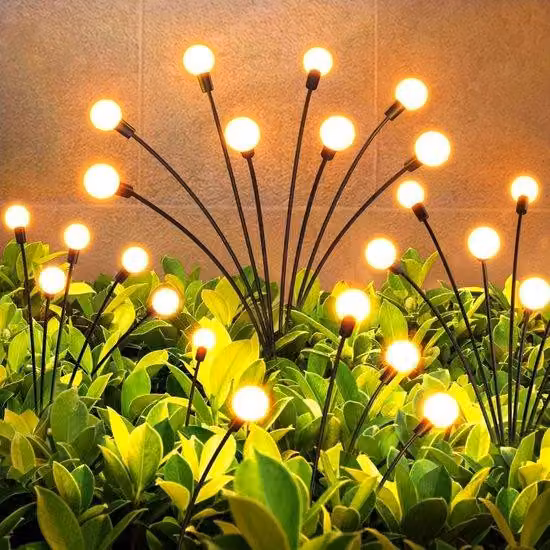 Set da 4 luci solari da giardino con 32 LED e 2 supporti - Faretti da giardino a energia solare - Luce bianco caldo - Resistenti all'acqua - Decorazioni da giardino sospese - Ideali per vialetti e gazebo