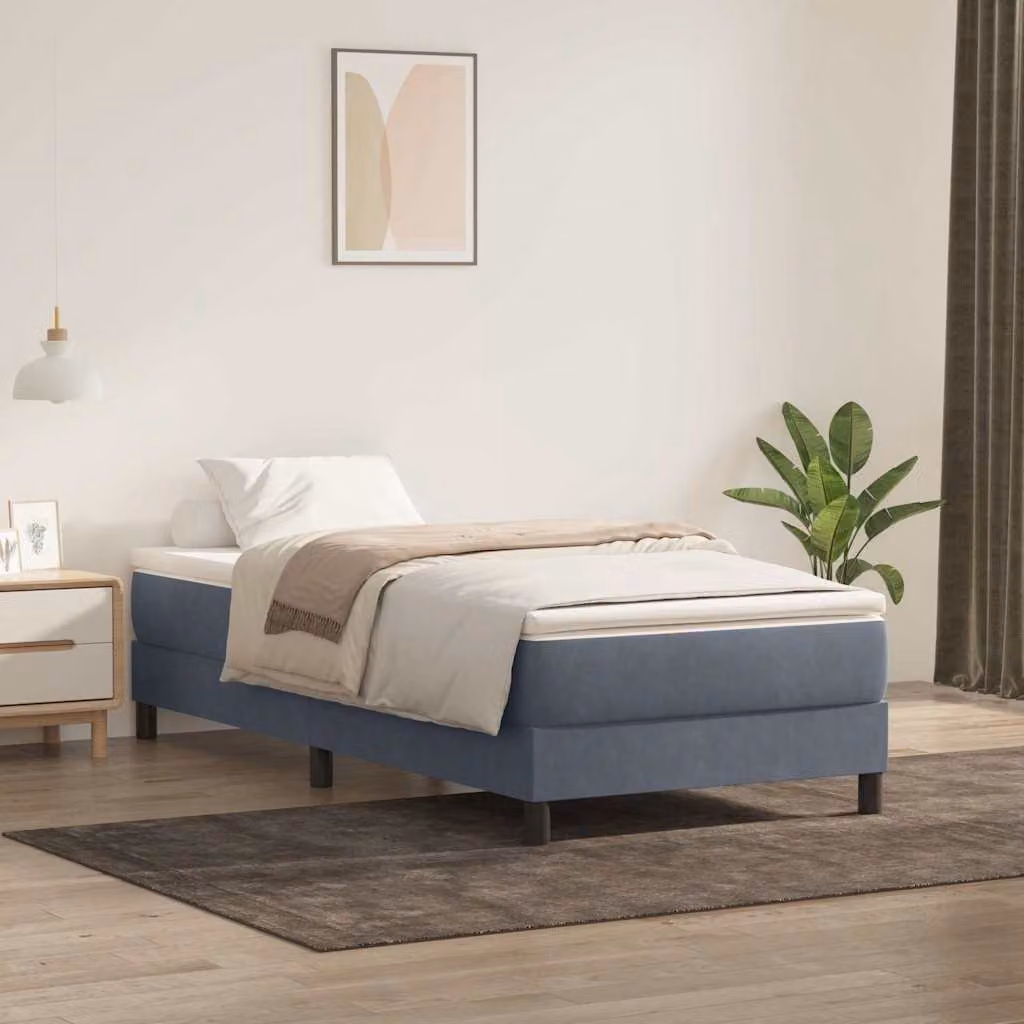 Letto a molle vidaXL in velluto grigio scuro senza materasso L: 100 cm, P: 220 cm