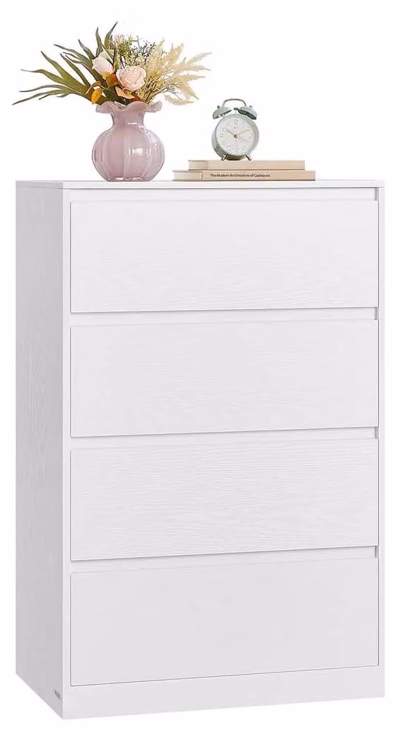 Comodino – Credenza – Armadio contenitore – Bianco – Pannello di fibra a media densità (MDF) – 40 x 60 x 97,4 cm