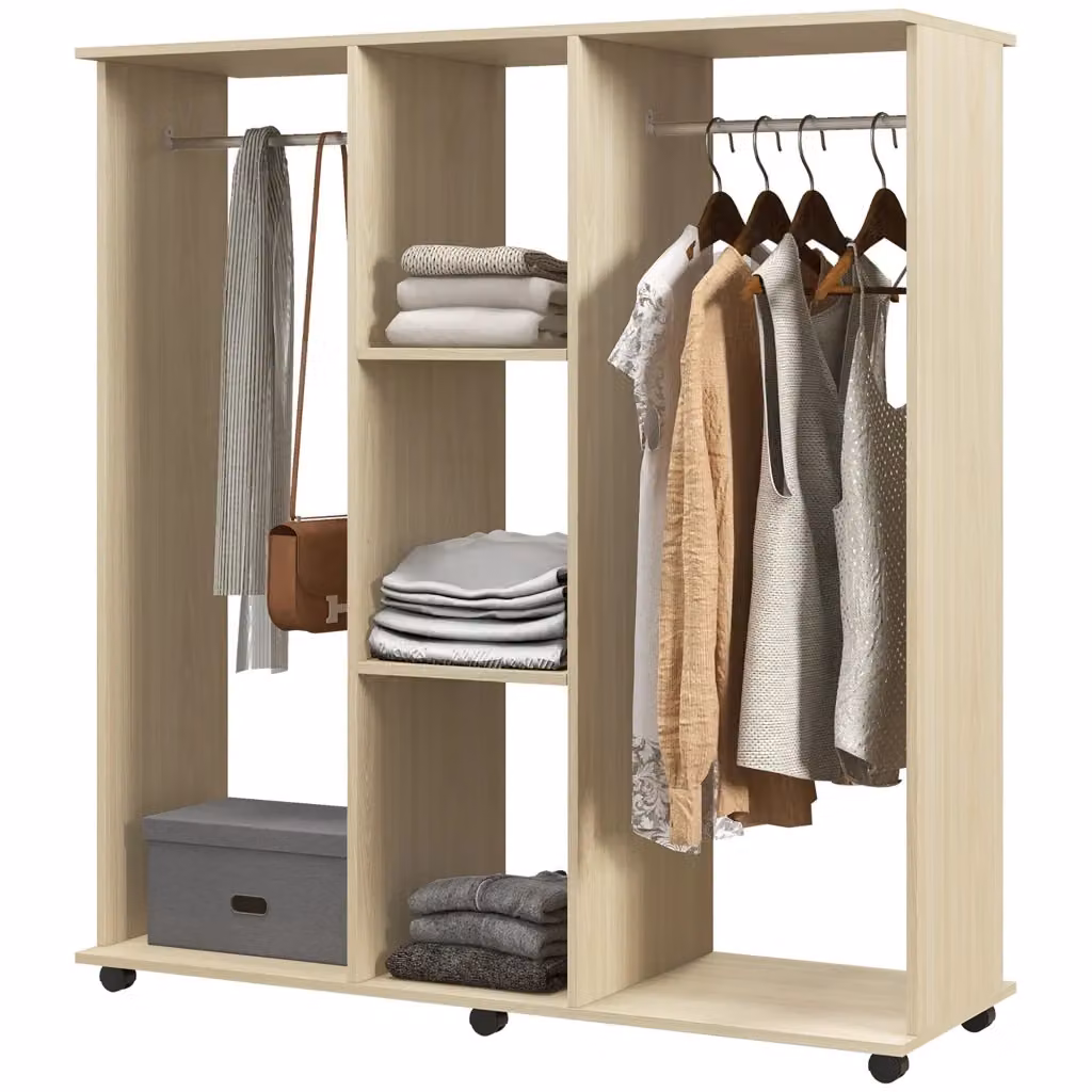 Armadio Minimal con ante scorrevoli e appendiabiti, bianco, L: 120 cm, P: 40 cm, H: 128 cm – 2
