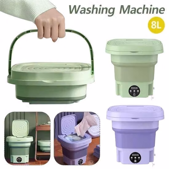 Mini lavatrice portatile MazrekuHome multicolore con centrifuga e spazzola per capi da 8L