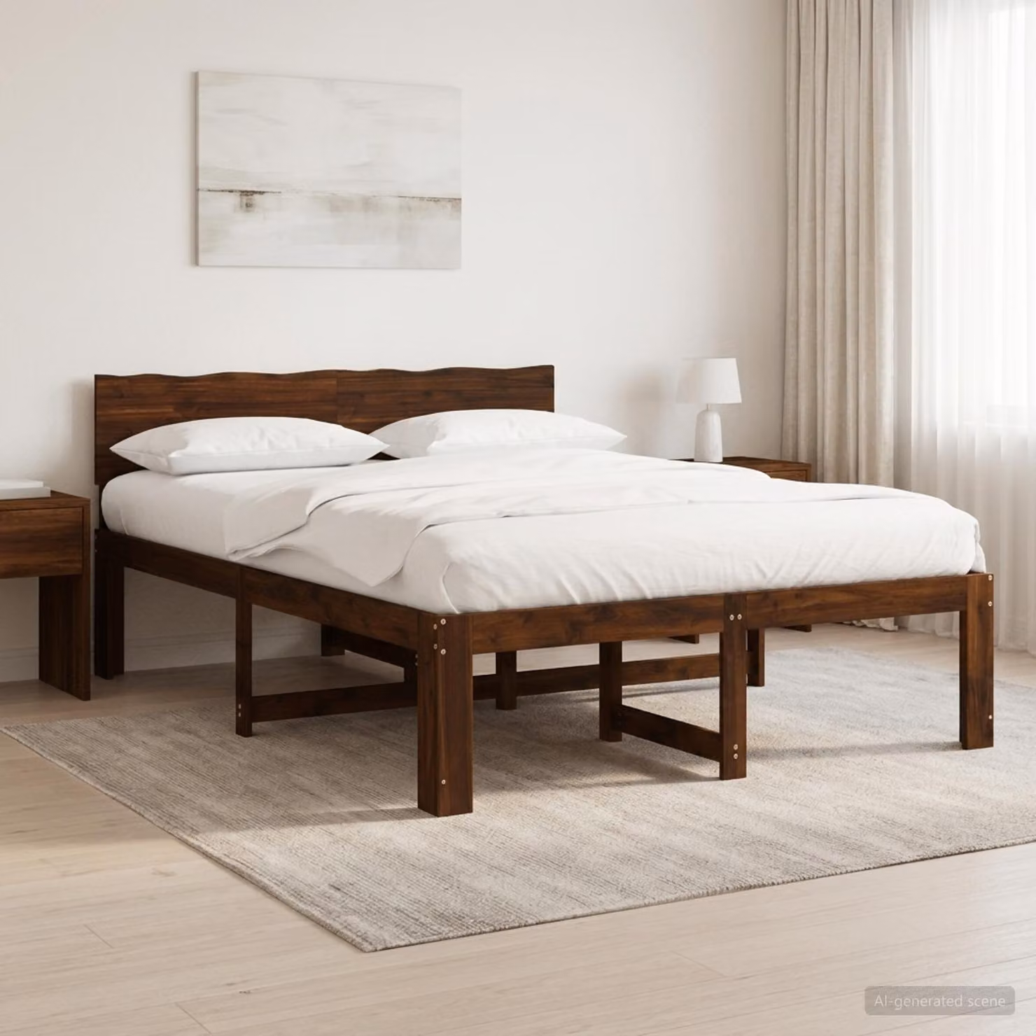 Letto matrimoniale con testiera vidaXL ROSTOCK in legno di acacia marrone scuro L/P/H: 124 x 200 x 81 cm