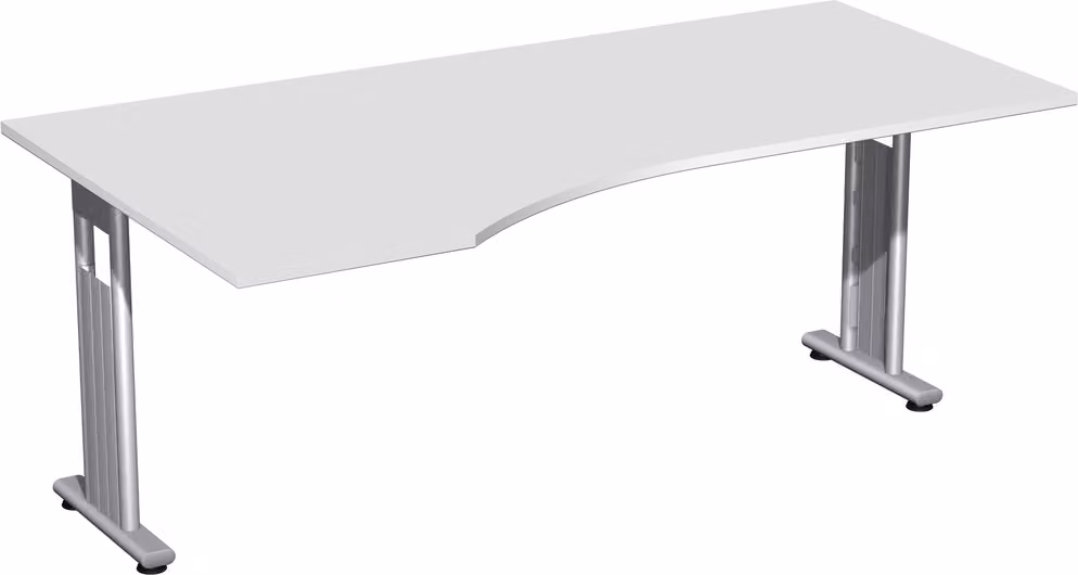 Geramöbel Scrivania per PC Lisbona sinistra, 1800x1000x720 mm, grigio chiaro/argento