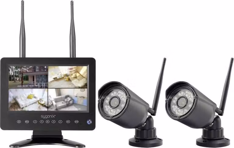 Sygonix SY-6330454 Set di telecamere di sorveglianza wireless con 2 telecamere 1280 x 720 pixel 2,4 GHz