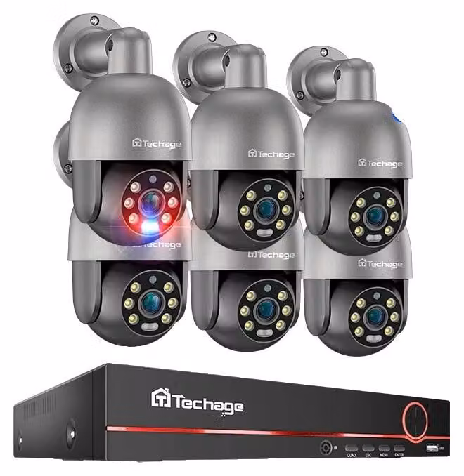 Sistema di telecamere di sicurezza CCTV con 8 canali, risoluzione HD da 5MP, riconoscimento facciale tramite intelligenza artificiale, 8 canali per telecamere PTZ, senza ulteriori dettagli