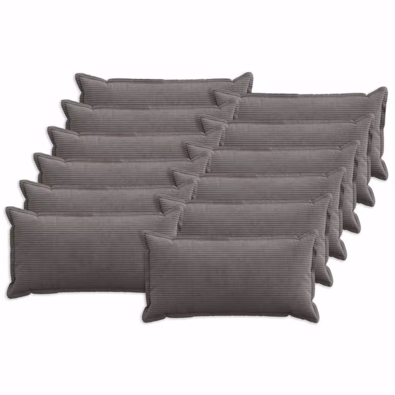 Set di 12 federe vidaXL HOUTEN in velluto a coste, Grigio Scuro, 40 x 80 cm