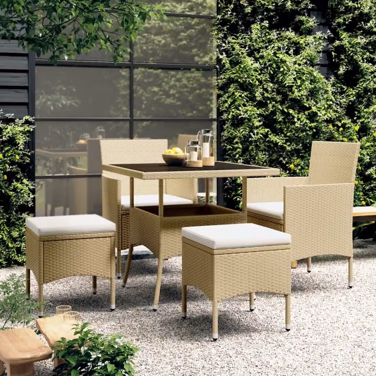 Maison Exclusive - Set da pranzo da giardino in 5 pezzi in rattan sintetico beige