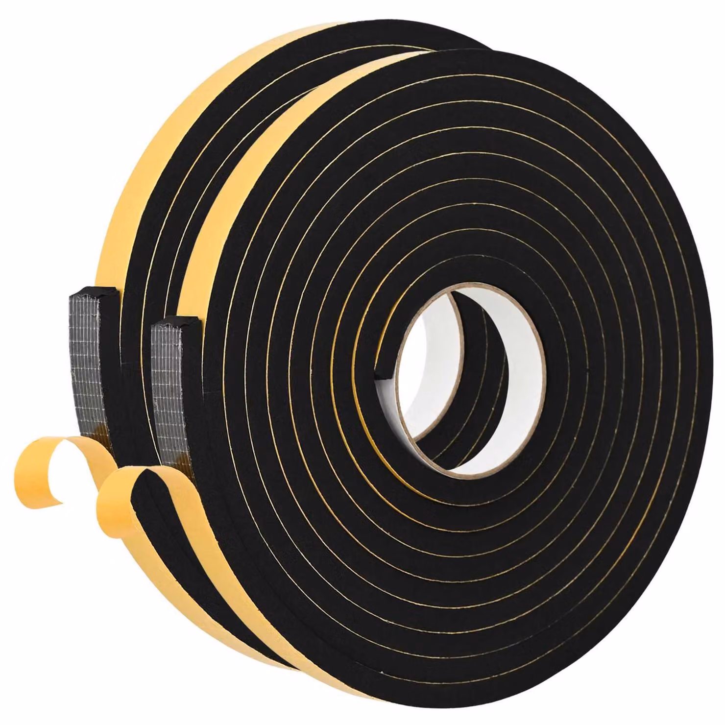 Nastro in schiuma autoadesivo, 2 pezzi, nero, 15 mm x 5 m, schiuma CR