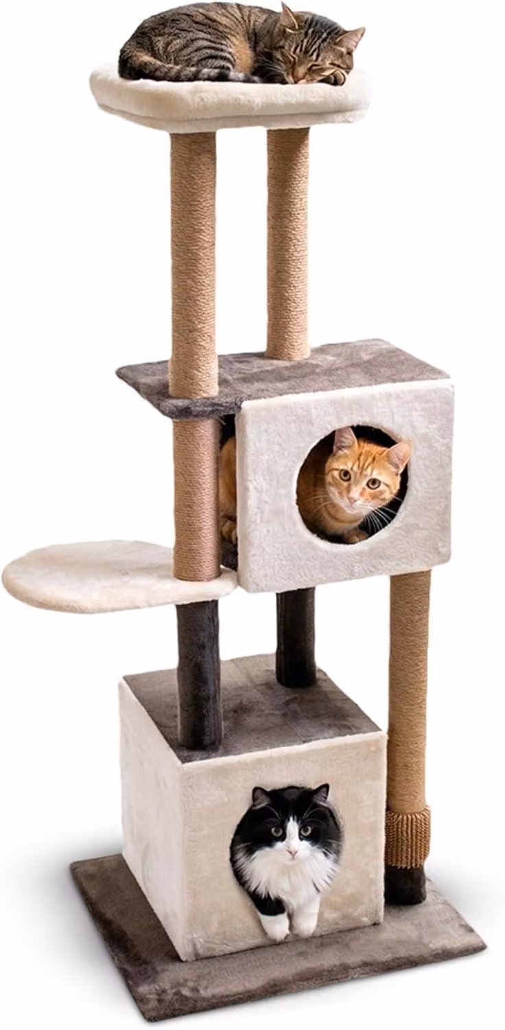 Albero per gatti Kratzbaum XXL, 140 cm, corda in sisal, doppia cuccia, piattaforma, per uso interno