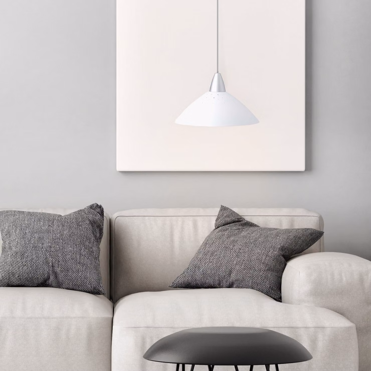 Lampada a sospensione Brilliant Design Logo In bianco, 1 lampadina, Ø35cm