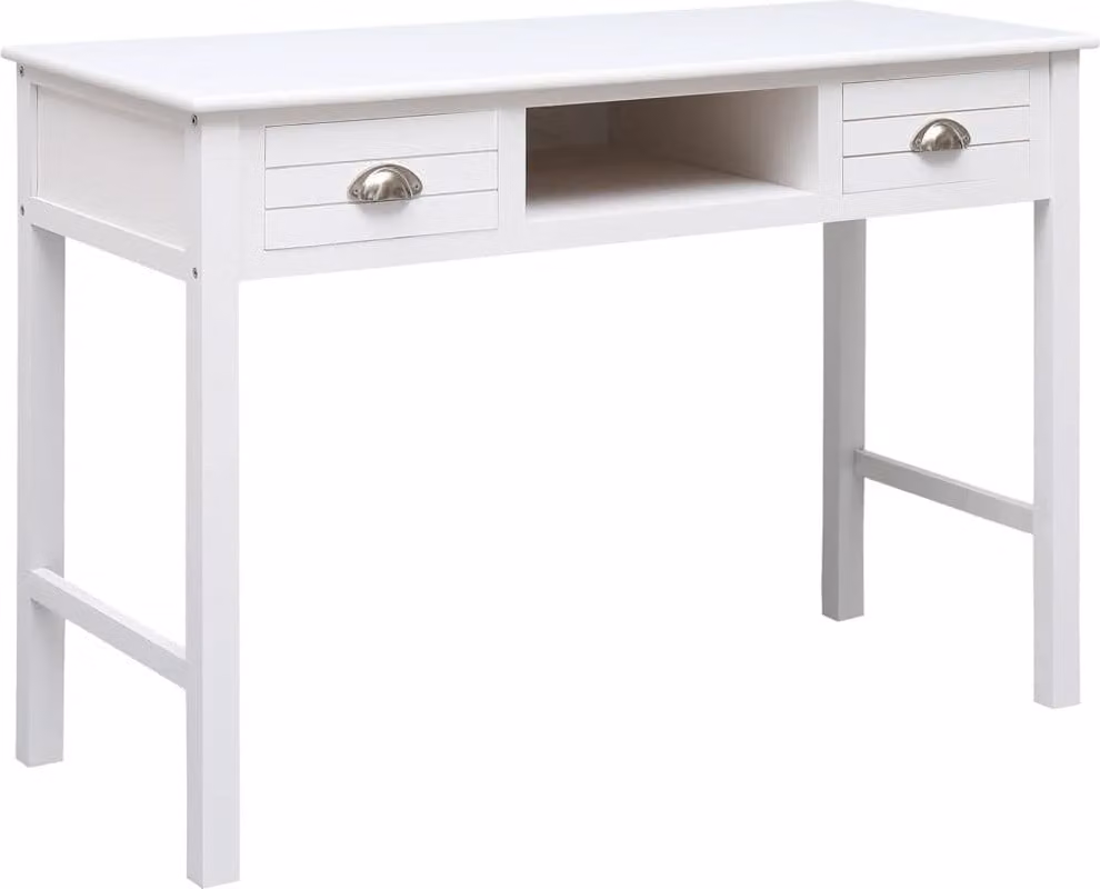 Maison Exclusive - Scrivania bianca 108x45x76 cm in legno massello di paulownia