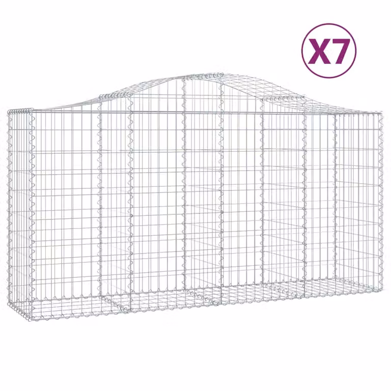 Cesti Gabbioni ad Arco 7 pz 200x50x100/120 cm Ferro Zincato