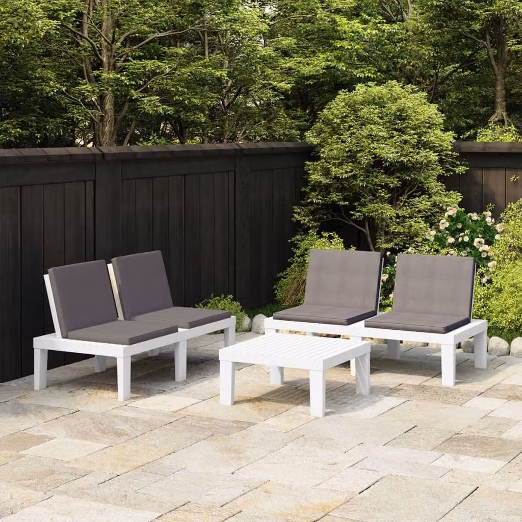 Maison Exclusive - Set Divani da Giardino con Cuscini 3 pz in Plastica Bianco