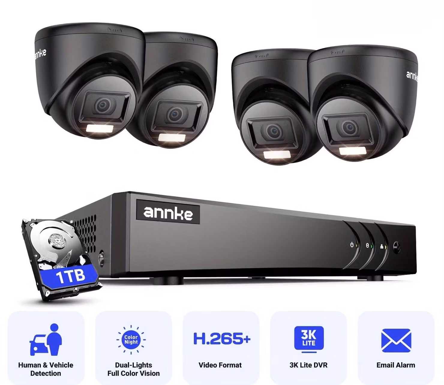 Telecamera di sicurezza - Sistema di videosorveglianza - Telecamera CCTV - Telecamera di sorveglianza - Registratore DVR a 8 canali, tecnologia H.265+