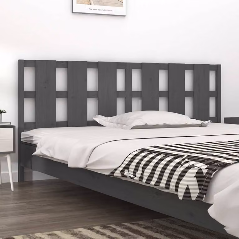 Testiera per Letto vidaXL in Legno Massello di Pino Grigio L: 205,5 cm, P: 4 cm, H: 100 cm