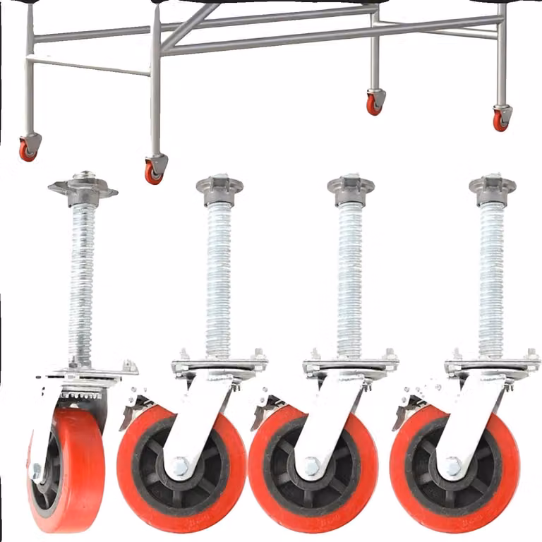 Rotelle, diametro 150 mm, capacità di carico 500 kg, rotazione a 360°, freno di stazionamento, set di 4 pezzi