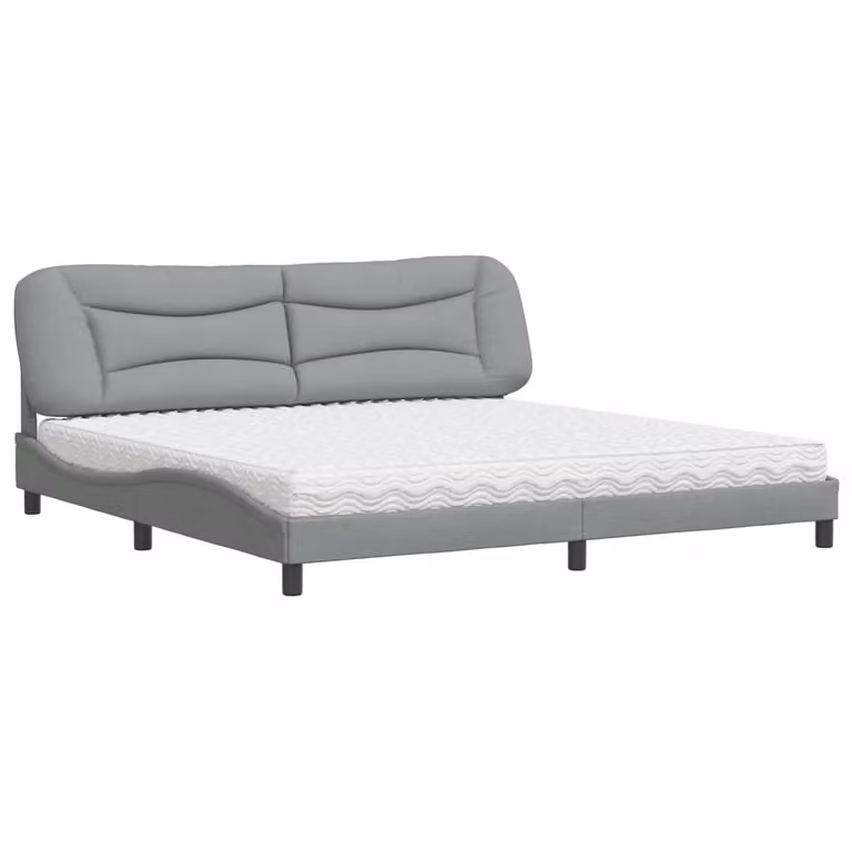 Letto con Materasso Hvar Grigio Chiaro 200x200 cm in Tessuto