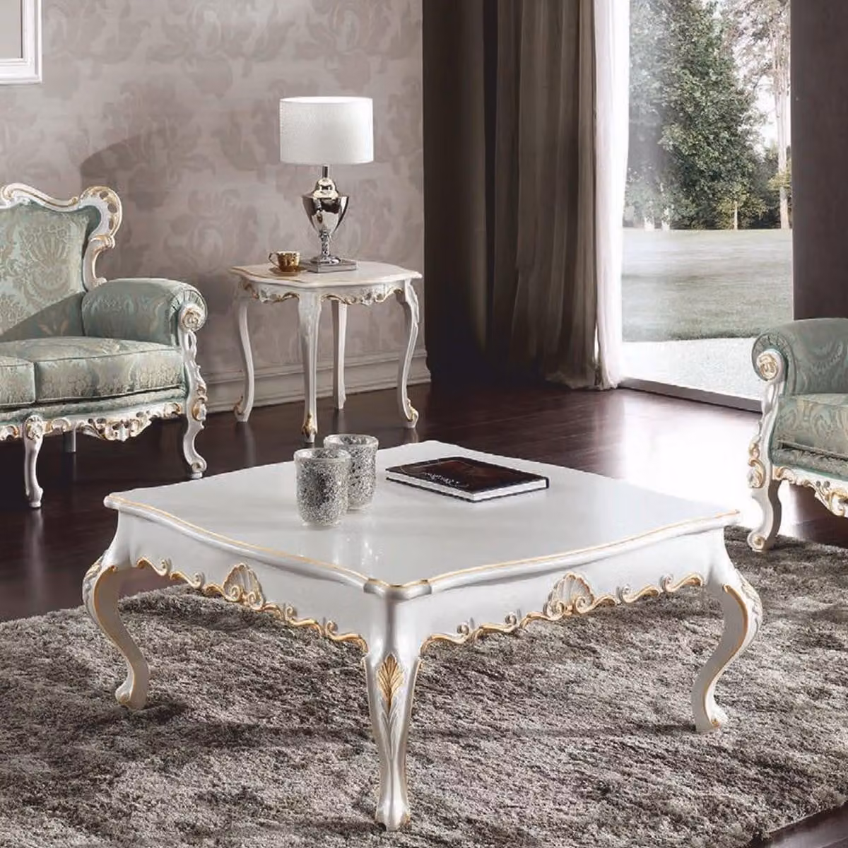Casa Padrino tavolino barocco bianco/oro 104 cm - Italy