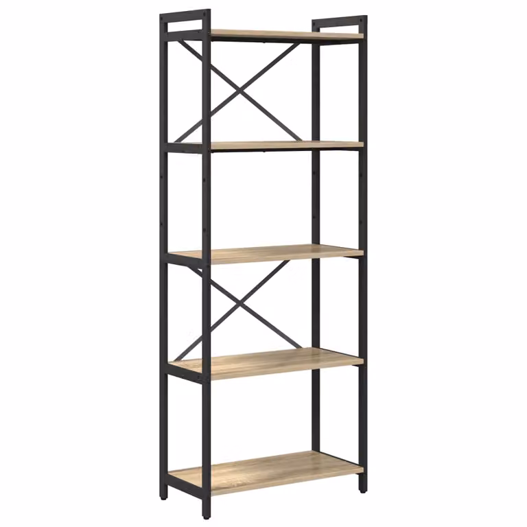 Libreria industrial vidaXL in legno e metallo, colore marrone, L 60 x P 30 x H 155 cm