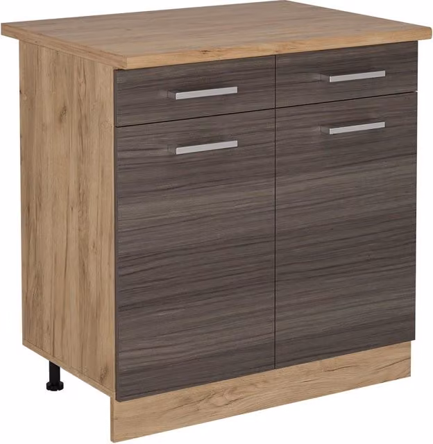 Mobiletto base per cucina R-Line Grigio nobile/Rovere dorato 80 cm, PL Rovere Vicco
