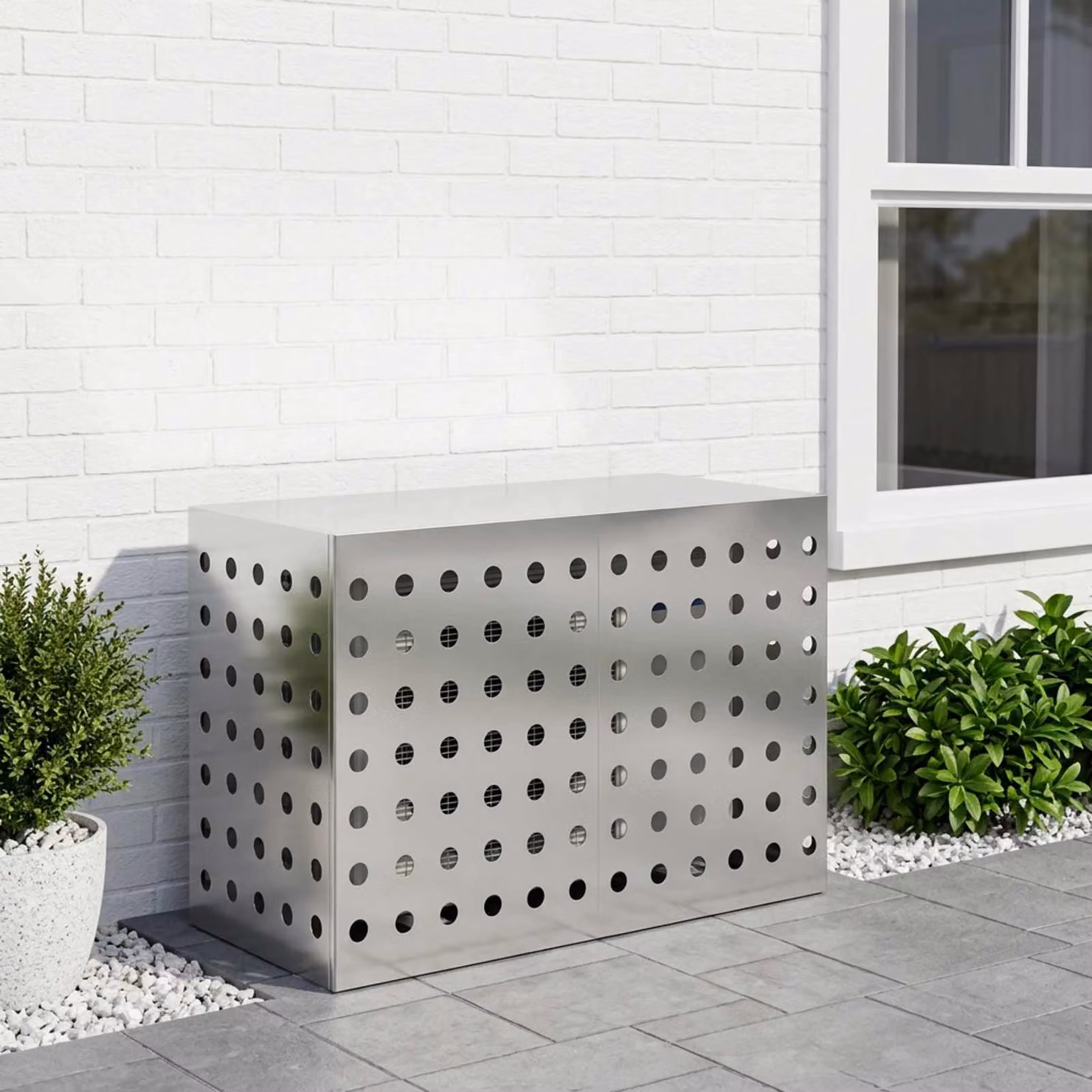 Copertura per condizionatore d'aria vidaXL in acciaio galvanizzato, Argento, L 90 x P 40 x H 60 cm