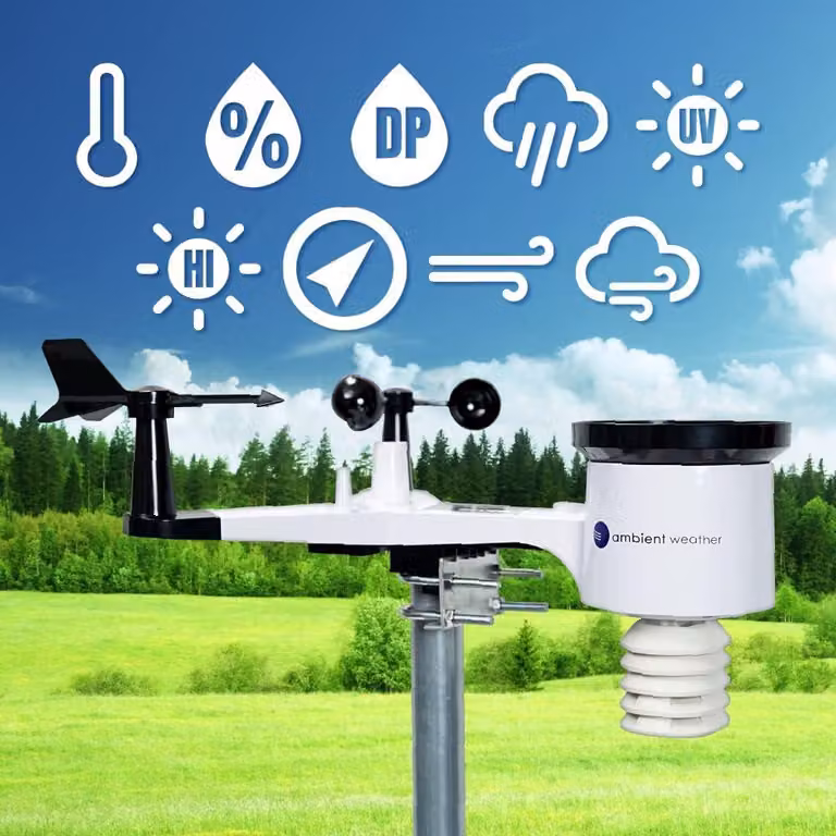 Stazione meteorologica intelligente Ambient Weather WS-2000 con monitoraggio remoto tramite Wi-Fi e avvisi