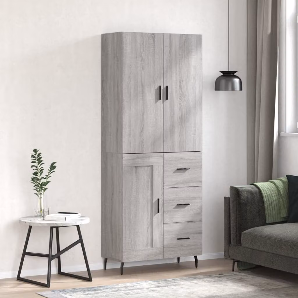 Credenza moderna vidaXL in legno e metallo Grigio Sonoma L: 69,5 cm, P: 34,0 cm, H: 180,0 cm
