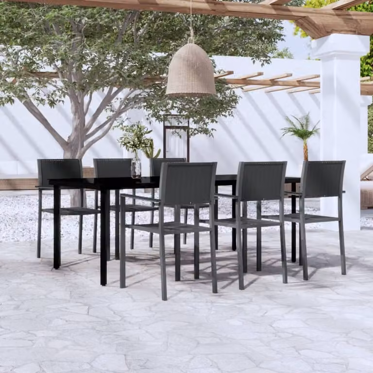 Maison Exclusive - Set da pranzo da giardino 7 pezzi nero