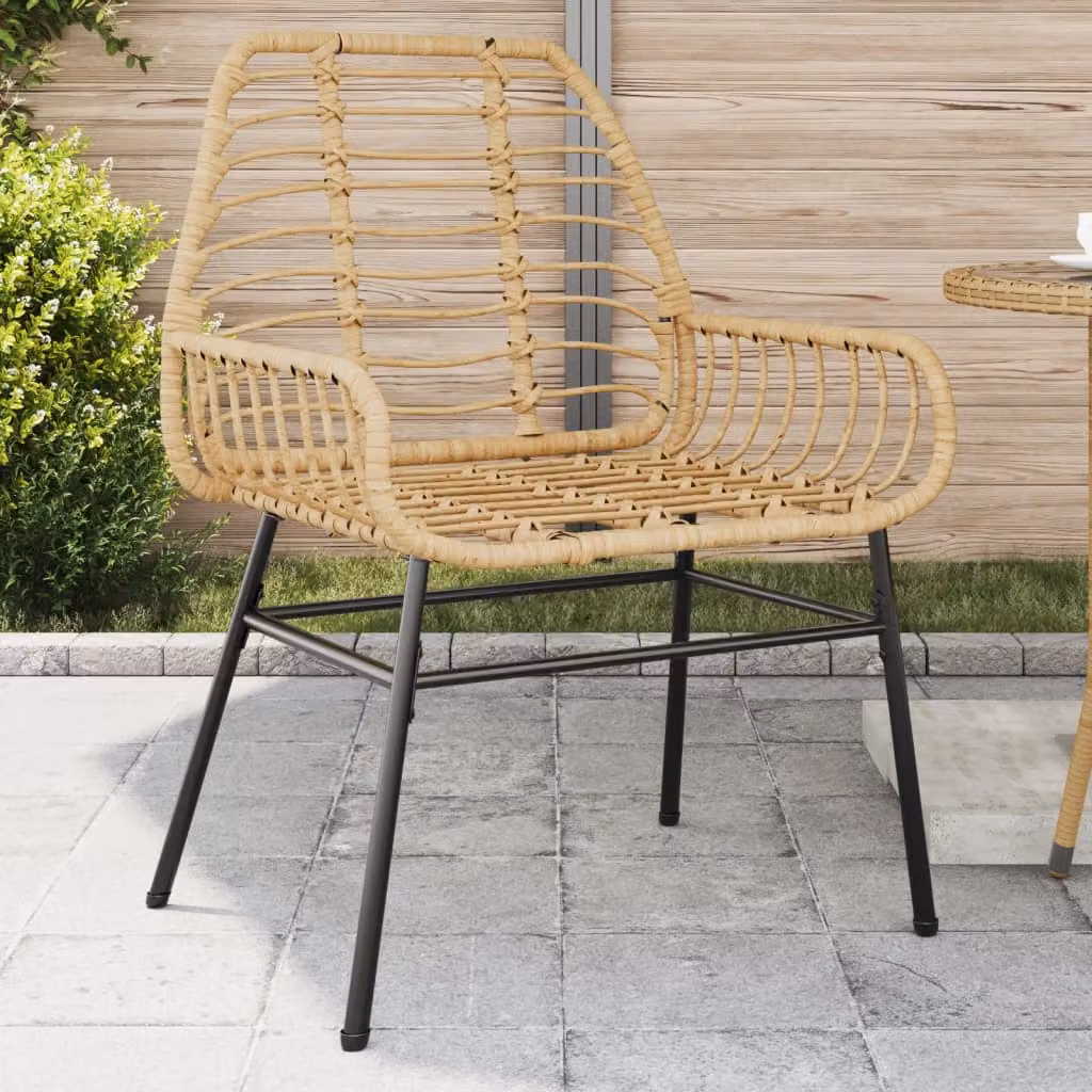 Set di 2 sedie da giardino moderne vidaXL in polyrattan marrone con braccioli e struttura in metallo resistente ai raggi UV