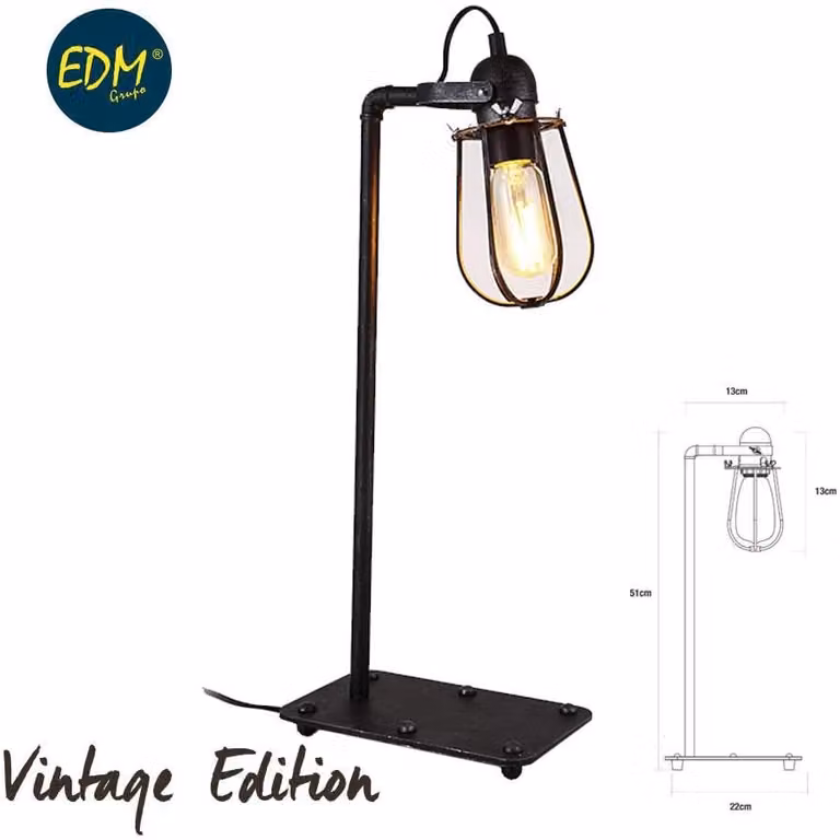 Lampada da tavolo vintage e27 60w 51x22x13x13cm