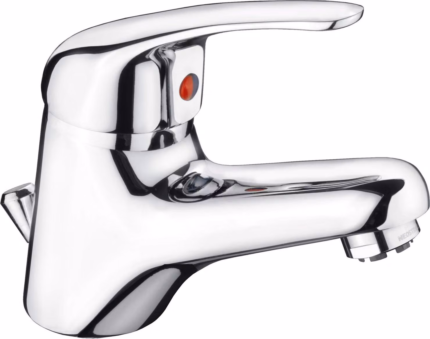 Miscelatore monocomando per lavabo, a bassa pressione, cromato, con gruppo di scarico