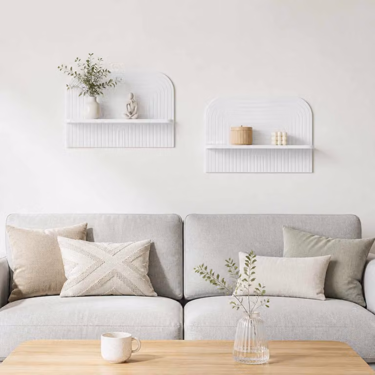 Set di 2 Scaffali da parete vidaXL Bianco Lucido L 60 cm x P 13,5 cm x H 37,5 cm