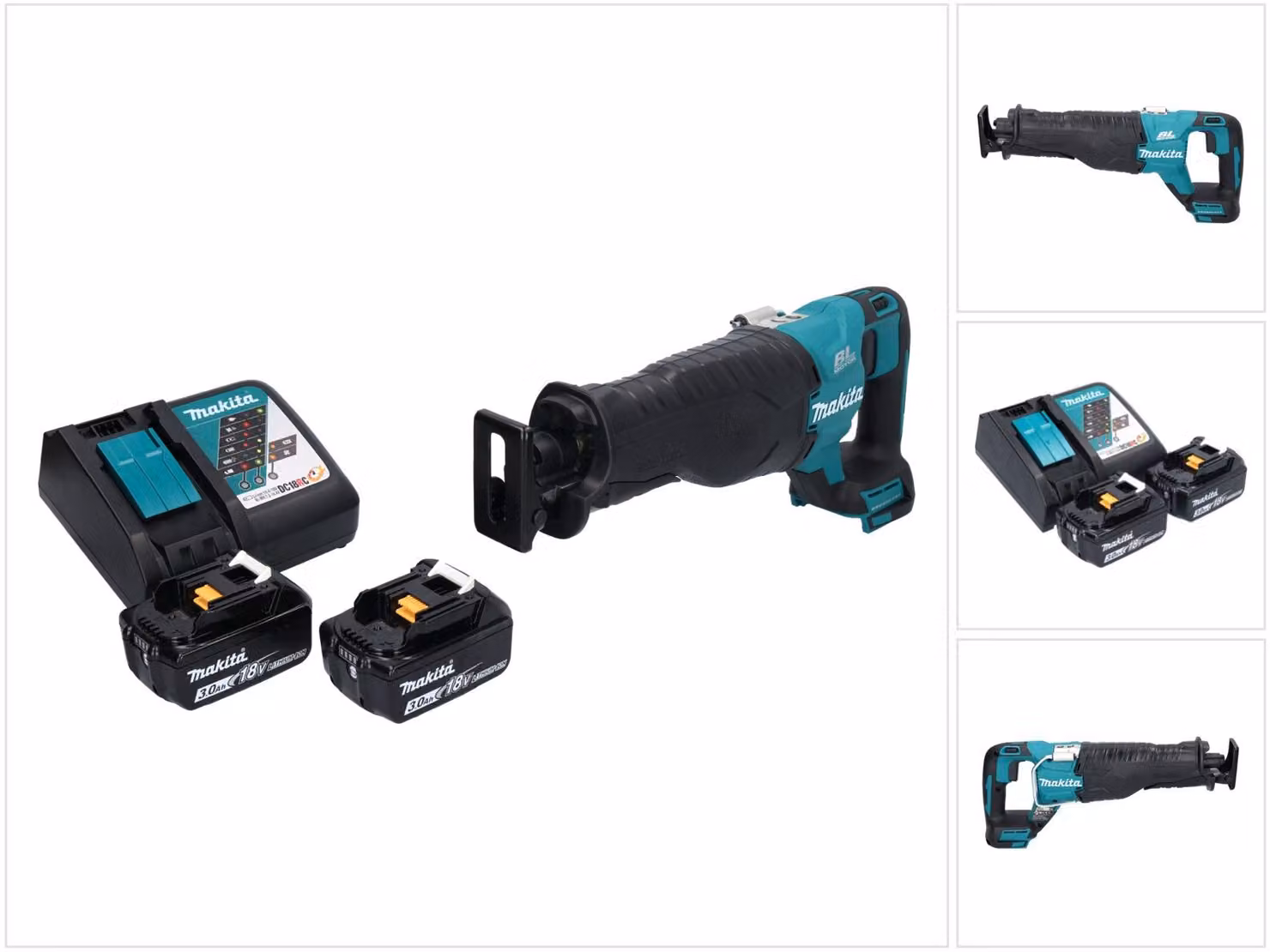 Sega alternativa a batteria Makita DJR 187 RF 18 V brushless + 2x batteria ricaricabile 3,0 Ah + caricabatterie