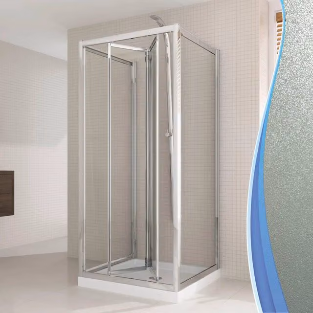 Box Doccia Fosterberg Fyn Trio a 3 Lati con 1 Anta a Libro in Cristallo Opaco da 6mm, L/P/H: 90 x 100 x 198 cm