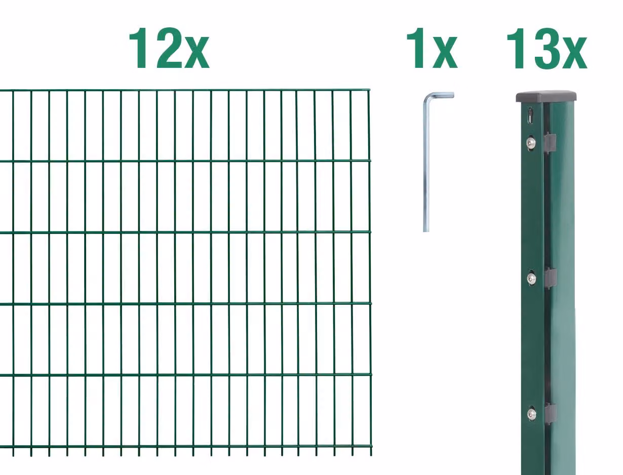 Recinzione a pannelli doppi, modello Alberts 644529, kit completo da 10 pezzi, colore antracite, altezza 203 cm, lunghezza 10 metri