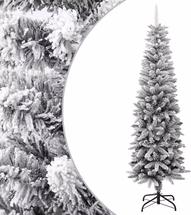 Maison Exclusive - Albero di Natale artificiale, modello slanciato con effetto neve, altezza 180 cm, realizzato in PVC e PE