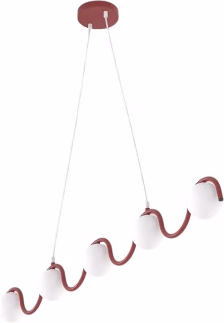 Lampada sospesa moderna SINUS Emibig in metallo e vetro bordeaux e bianca con 5xG9