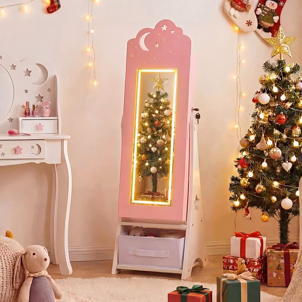 Mobiletto portagioielli Design Mania per bambini con specchio e luci LED rosa L: 30.5 cm, P: 30.5 cm, H: 117.5 cm – 2