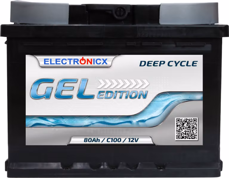 Electronicx GEL Edition Batteria 80Ah 12V ▶ Batteria camper nautica solare versione di servizio - senza manutenzione a scarica profonda ermetica
