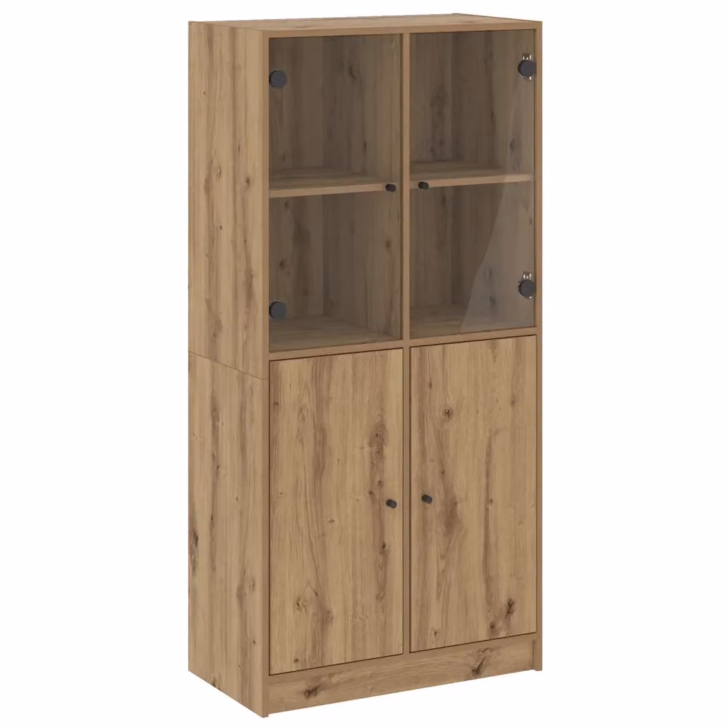 Mobile a muro moderno vidaXL in legno rovere marrone con ante a battente e ripiani interni L/P/H: 68 x 37 x 142 cm – 2