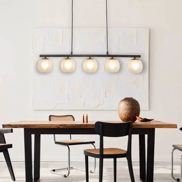 LÚZETE - LAMPADA A SOFFITTO 4 LUCI IN FERRO NERO CON TULIPANO BIANCO NICOLETTA