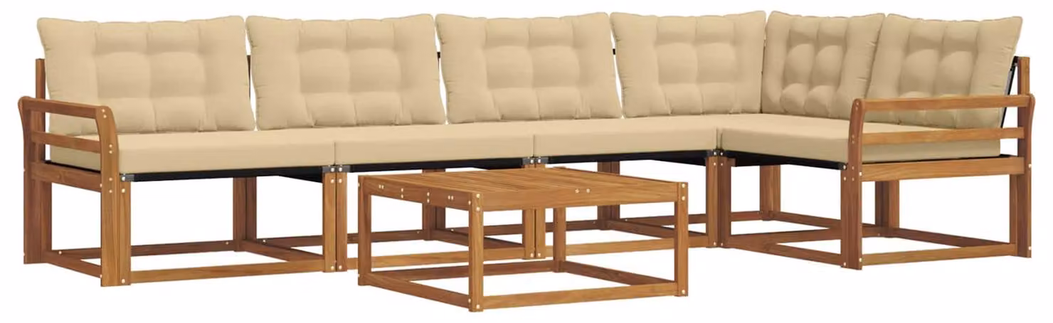 Set da salotto da esterno vidaXL, 6 pezzi, colore naturale e beige