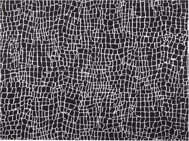 Tappeto moderno Beliani con design astratto in bianco e nero, ideale per soggiorno e camera da letto, L: 300 cm x P: 400 cm