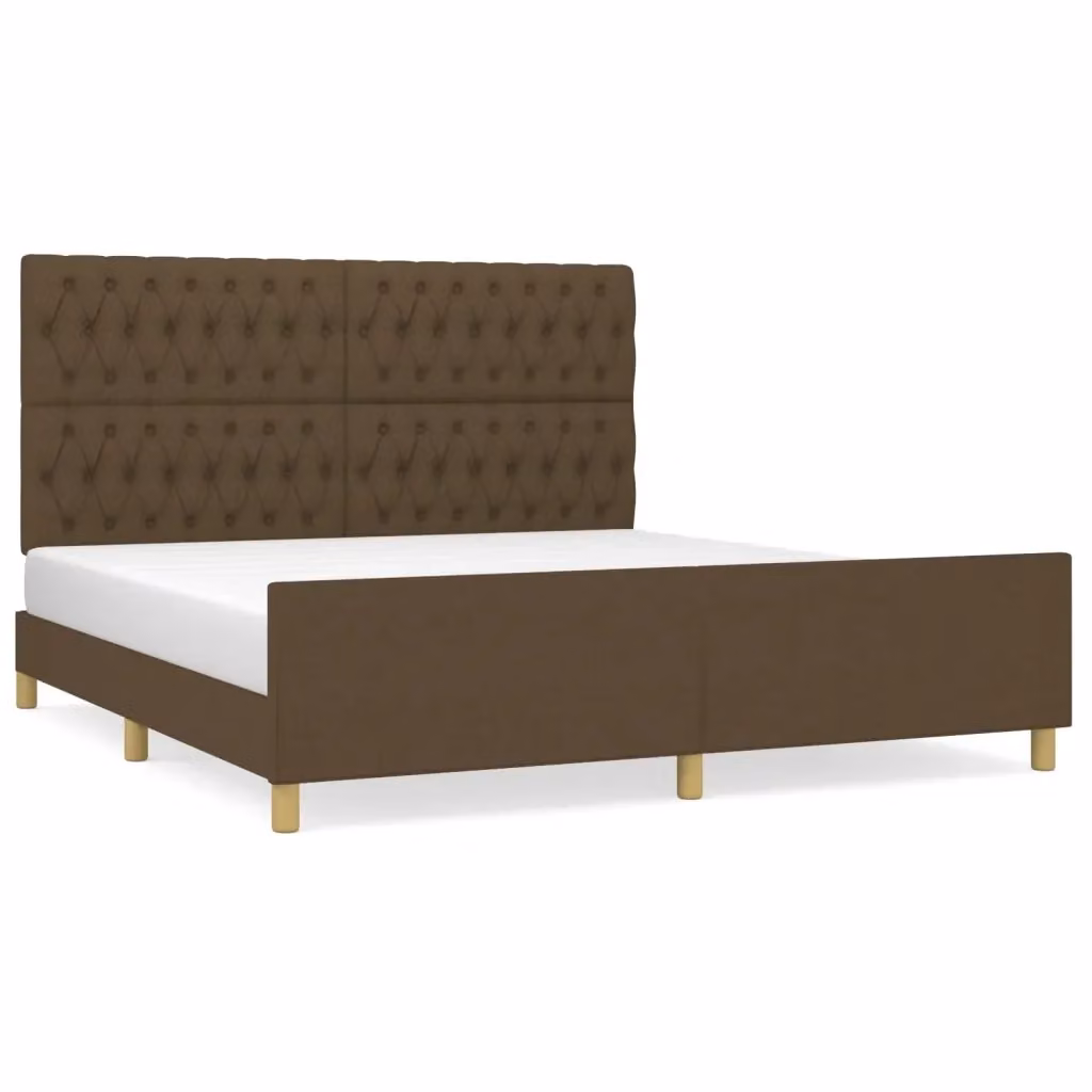 vidaXL Giroletto senza Materasso in Legno di Larice e Tessuto Marrone Scuro L/P/H: 180 x 200 x 128 cm – 2