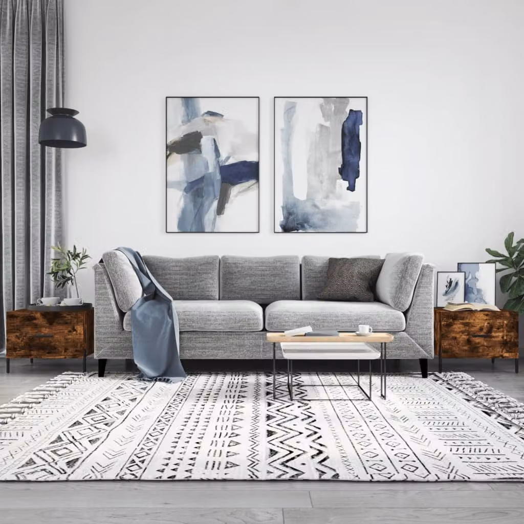 Set di 2 tavolini da salotto vidaXL in legno Rovere Fumo, design moderno, L/P/H: 50 x 50 x 40 cm